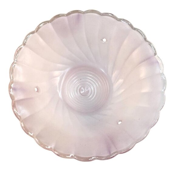 Vintage Pink Swirl Frosted Glass 3-Chain Ceiling Light Globe With Scalloped Edge - Picture 11 of 11